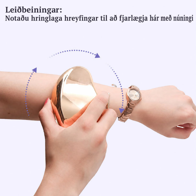 Leiðbeiningar – hringlaga hreyfingar með kristalsháreyðinum á þurri húð